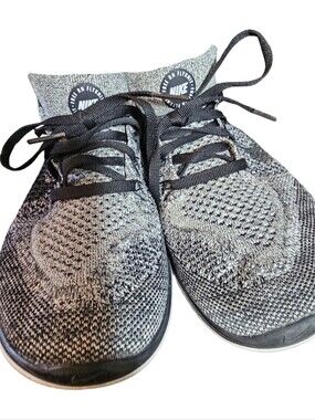 Nike Free RN Flyknit Oreo Black White Running Shoes Women's Size 7